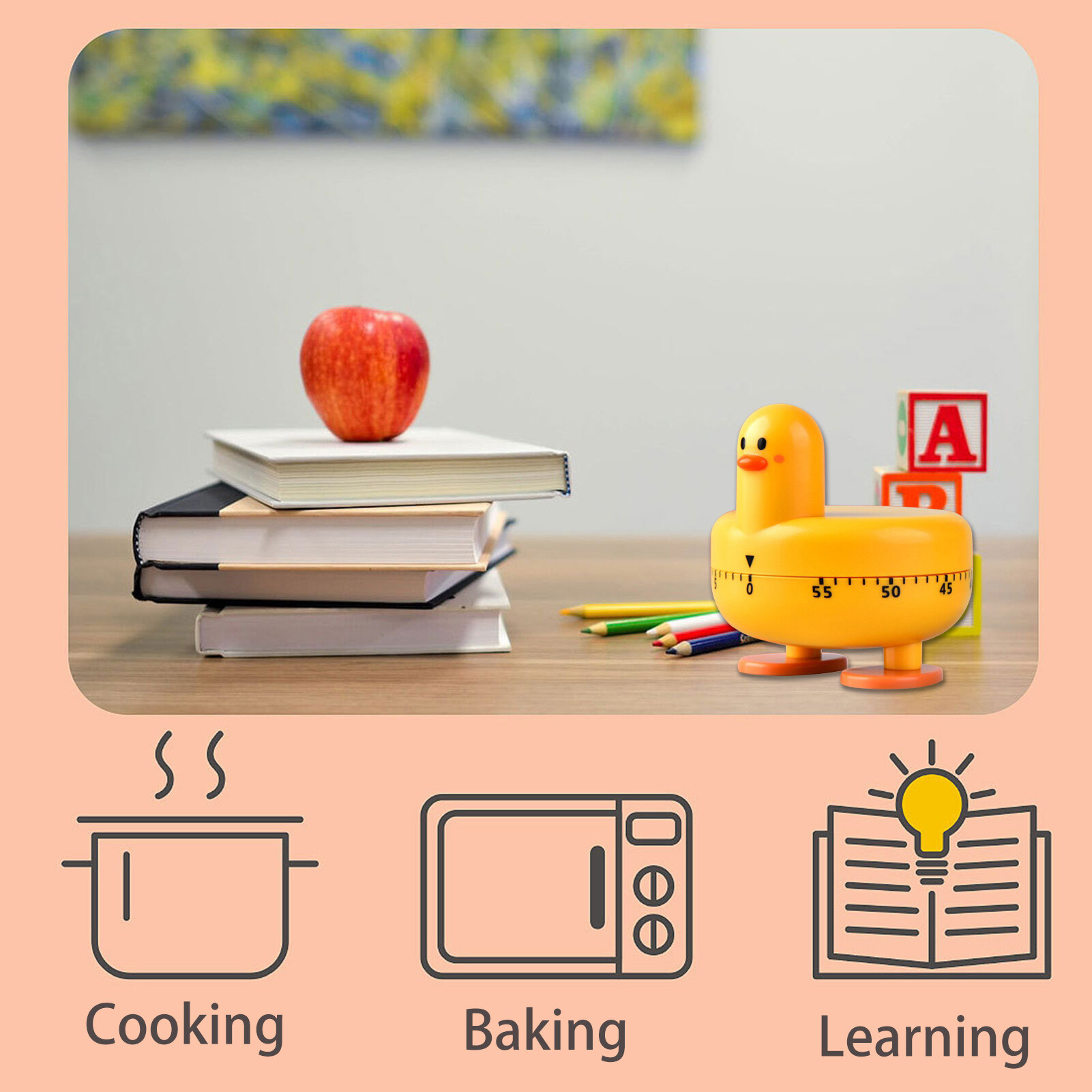 Farfi Good Kitchen Timer Eye-catching Adorable Appearance Practical Manual Cute Cartoon Duck Countdown Timer for Baking