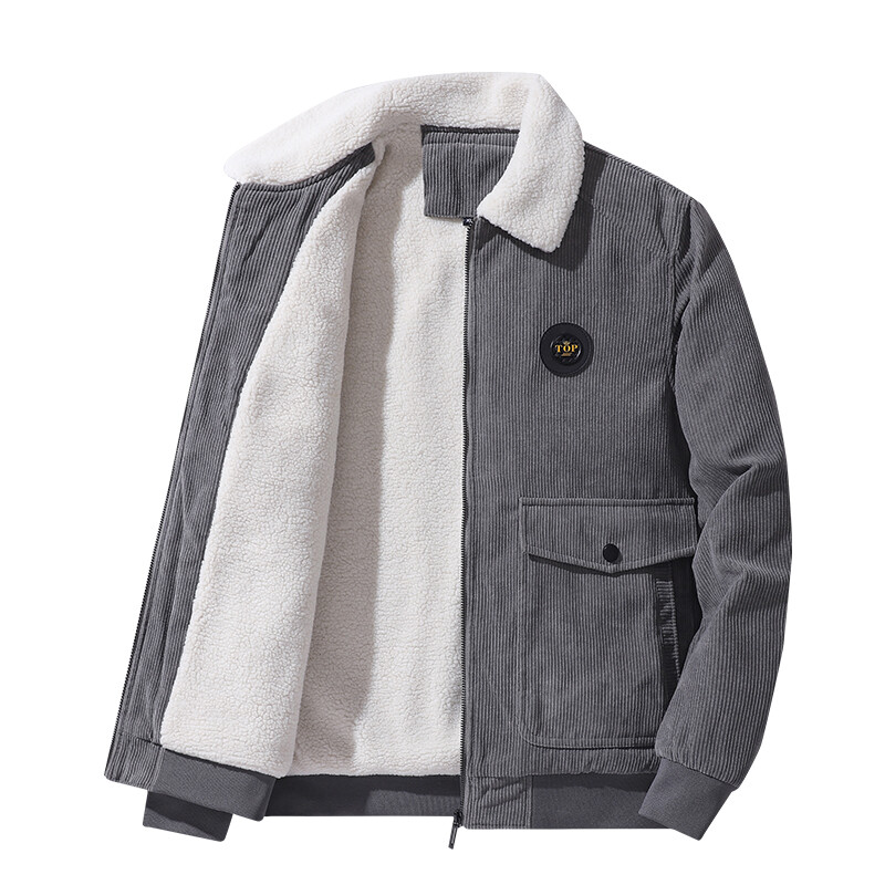 Men 2023 Winter New Fleece Warm Thick Jackets Men Fashion Fur Collar Corduroy Coat Men Autumn Outwear Military Casual Jacket Men YCYING