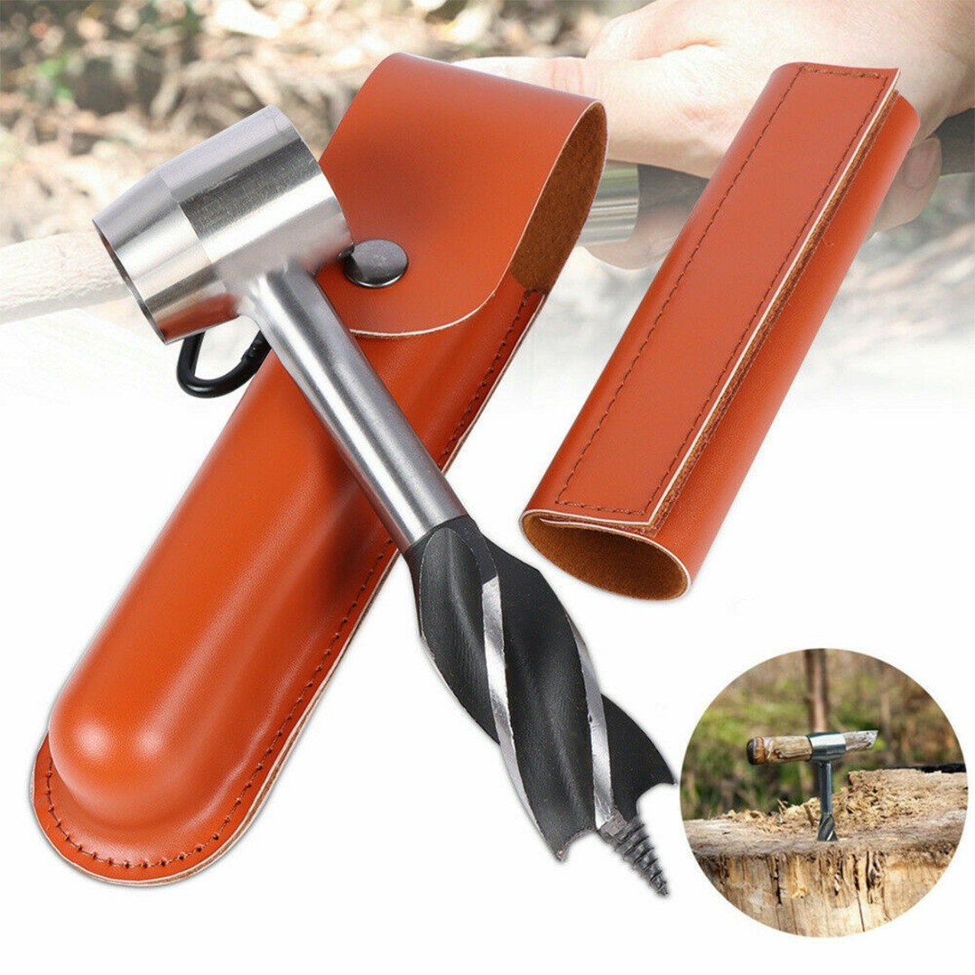BOKALI 1set Outdoor Survival Tool Wood Drill Manual Hand Auger Wrench for Bushcraft Settlers