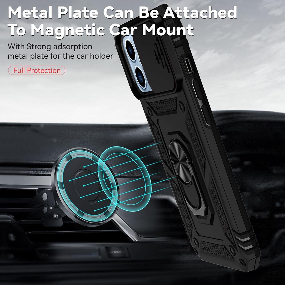 For iPhone 13 Pro Max 6.7 Phone Case,For iPhone 13 6.1/iPhone 13 Pro 6.1 Cases,Sergeant Push Window Protection Camera Armor Ring Bracket Back Cover For iPhone 13 Mimi 5.4
