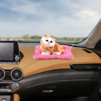 Yellow Abs Simulation Plush Cat Doll Car Ornament Cute Kitten Toys
