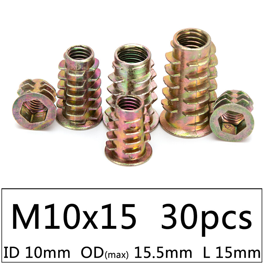20/30/50pcs Zinc-Alloy M4 M5 M6 M8 M10 Hex Drive Head Nut Wood Furniture Zinc Plated Nuts Assortment Kit Fasteners