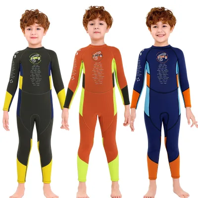 Dive&sail One Piece Kids 2.5mm Wetsuit Long Sleeve Swim Skin Suit Dive Diving Swimming Suit for Boys Girls Swimsuit Swimwear