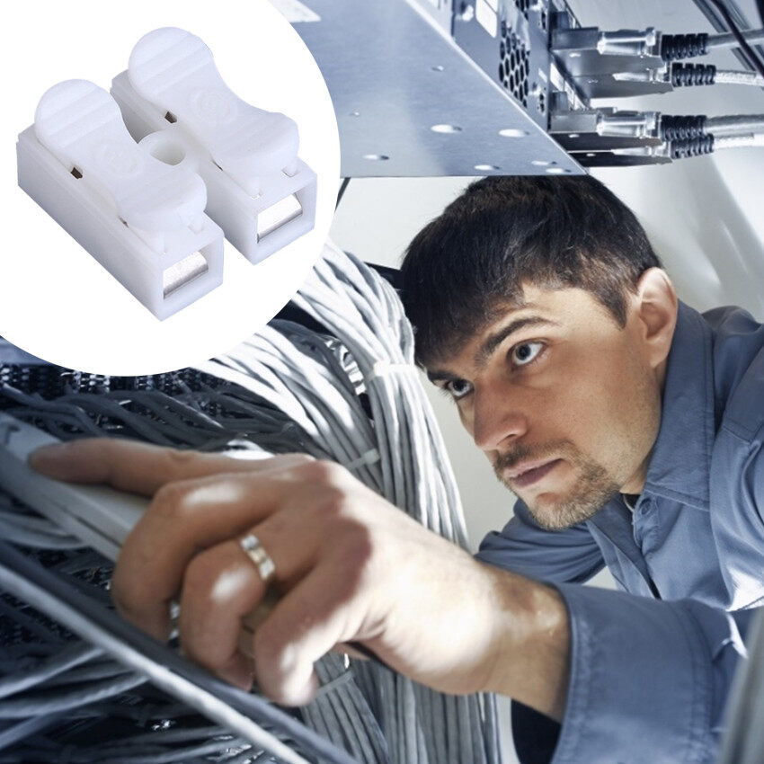 【100% Original】100PCS CH-2 Spring Wire Connectors Electrical Cable Clamp Terminal Block Connector LED Strip Light Wire Connecting