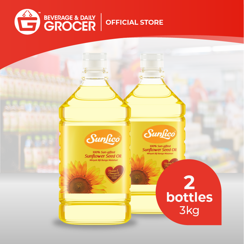 SunLico Pure Sunflower Seed Cooking Oil 3kg (2 x 3kg) 2 Bottles Lazada