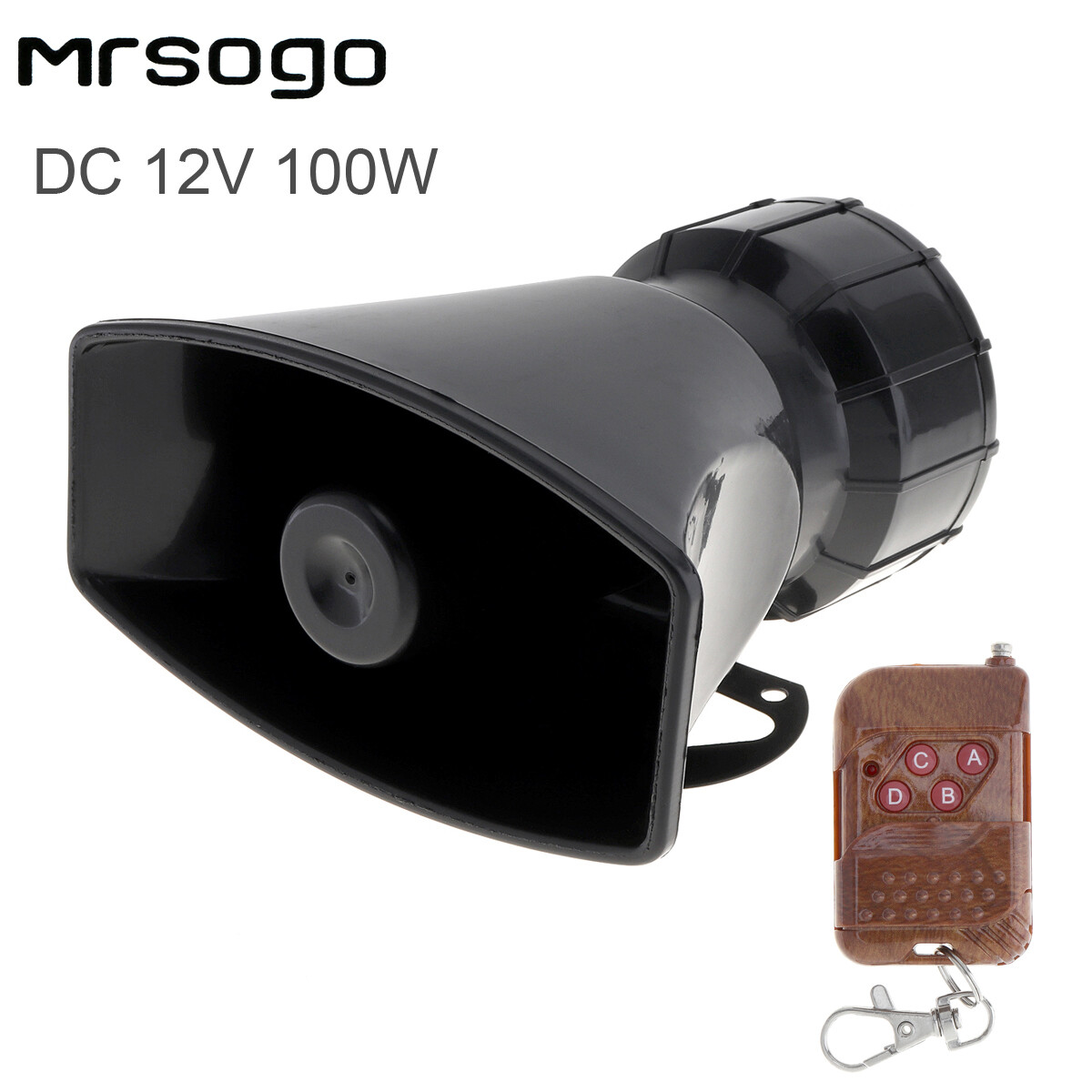 12V 100W 7 Sounds Loud Car Warning Alarm Siren Horn Speaker with Remote Controller