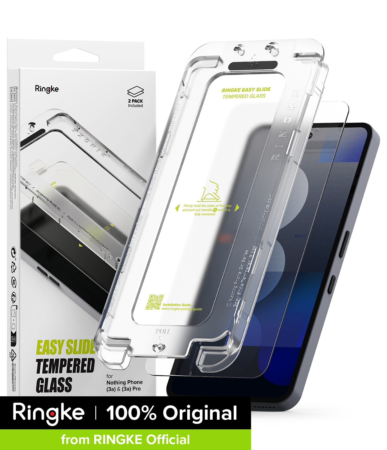 Ringke Easy Slide Tempered Glass [2 Pack] Compatible with [Nothing