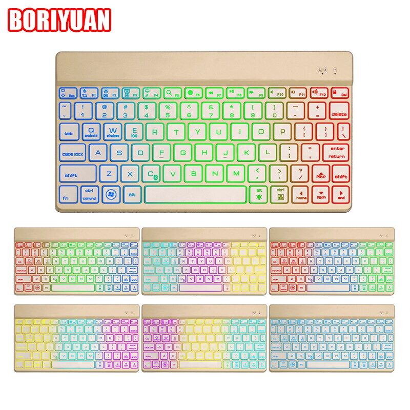 Wireless Bluetooth Keyboard Mini Tablet Keyboard Rechargeable Backlit Keyboard For Ipad Spanish German Italian English Keyboard