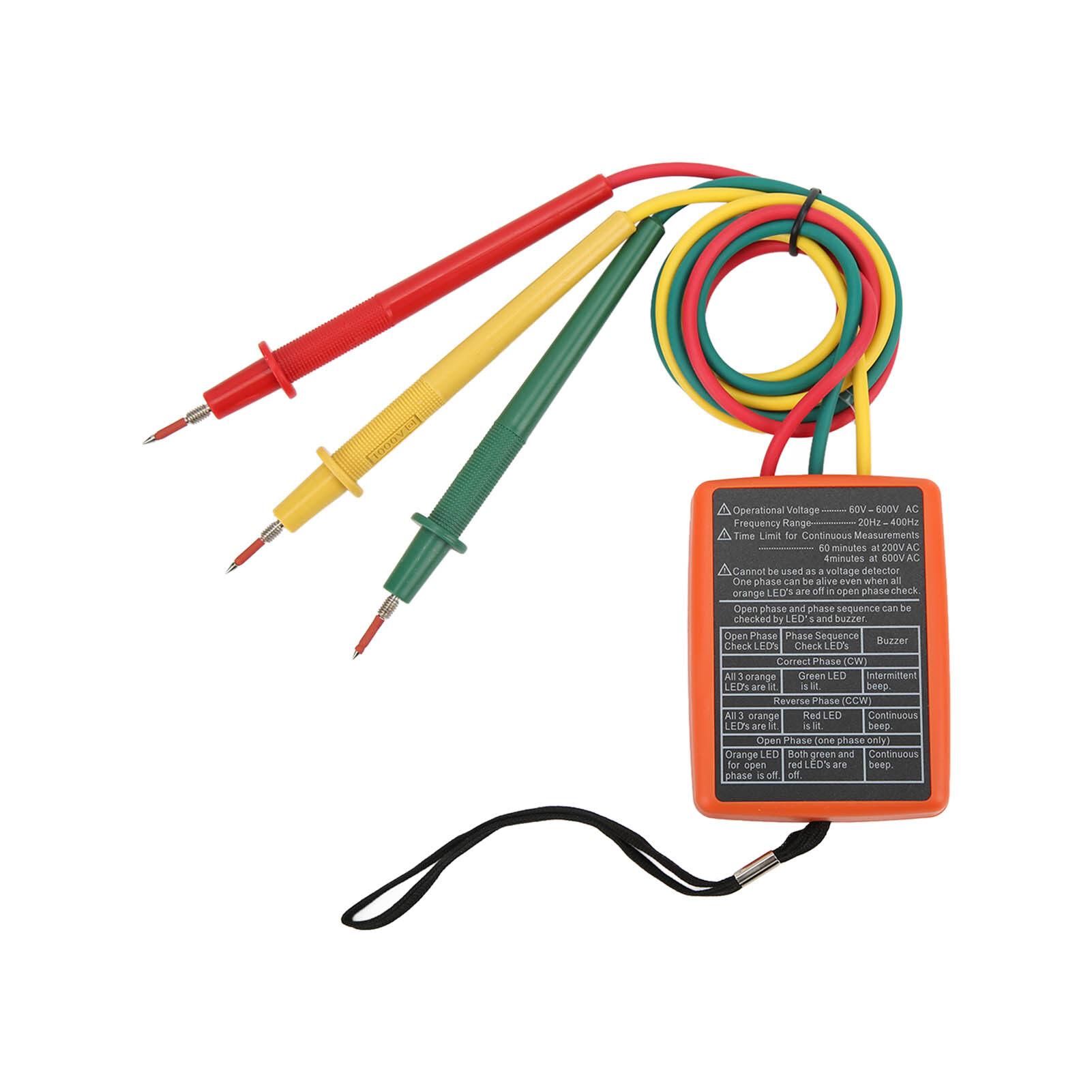 3 Phase Rotation Tester Meter for Electricity Testing Tool AC 60~600V 20Hz~400Hz