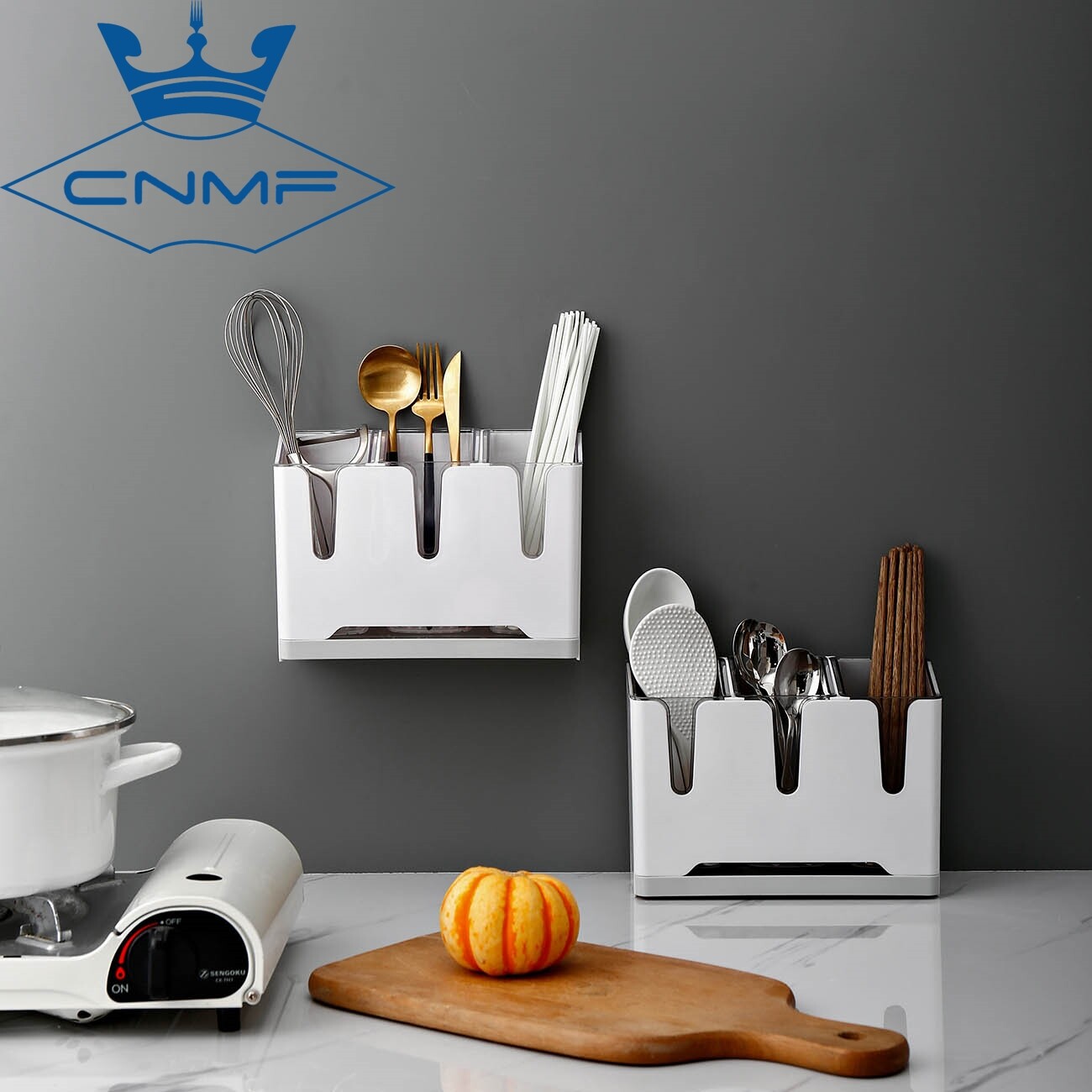CNMF Kitchen Chopsticks Tube Wall Mounted Storage Box Spoon Storage Basket Drain Rack