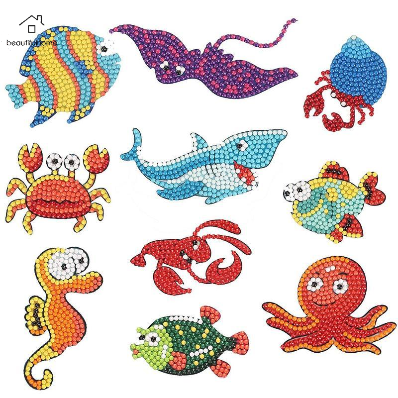 DIY Animals Kids Round Diamond Stickers Full Drill Diamond Painting Kits