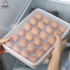 Hộp đựng trứng Sweejar để trong tủ lạnh, nắp đậy kính, đựng được 24 quả – INTL