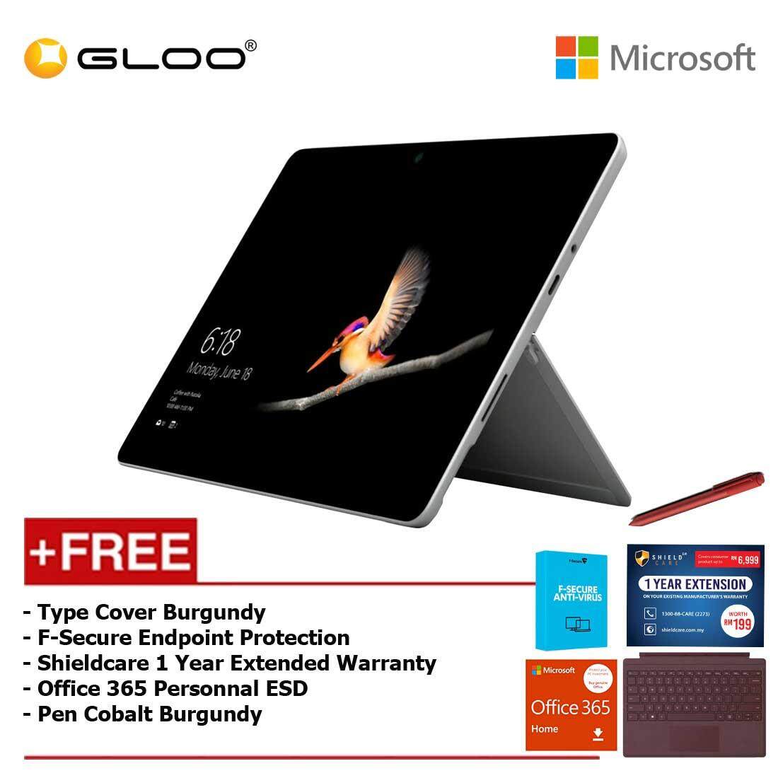 Microsoft Surface Go Y/8GB 128GB + Surface Go Type Cover Burgundy + Shieldcare 1 Year Extended Warranty 1 Year Extended Warranty + F-Secure Anti Virus + Office 365 Personal (ESD) + Pen Burgundy Malaysia
