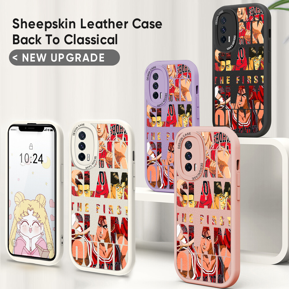 Jizetin Leather Casing For Xiaomi Redmi Note 11 Note 11 5G Note 11 Pro+ 5G Note 11S Note 11T Pro Note 11T Pro+ Handphone Casing Slim Skin Feeling Cartoon SLAM DUNK Leather Back Casing Soft Silicone PU Leather Cover Phone Case
