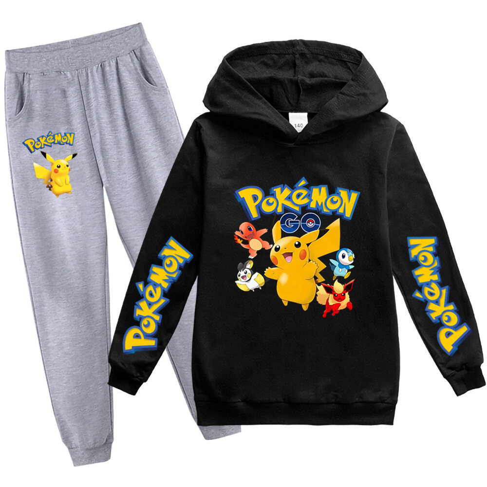 Pikachu Boys Girls Hoodies Jogger Set PH1433 2-Piece Printed Fashion Sweatshirt Pant Set Spring Kids Clothing Set