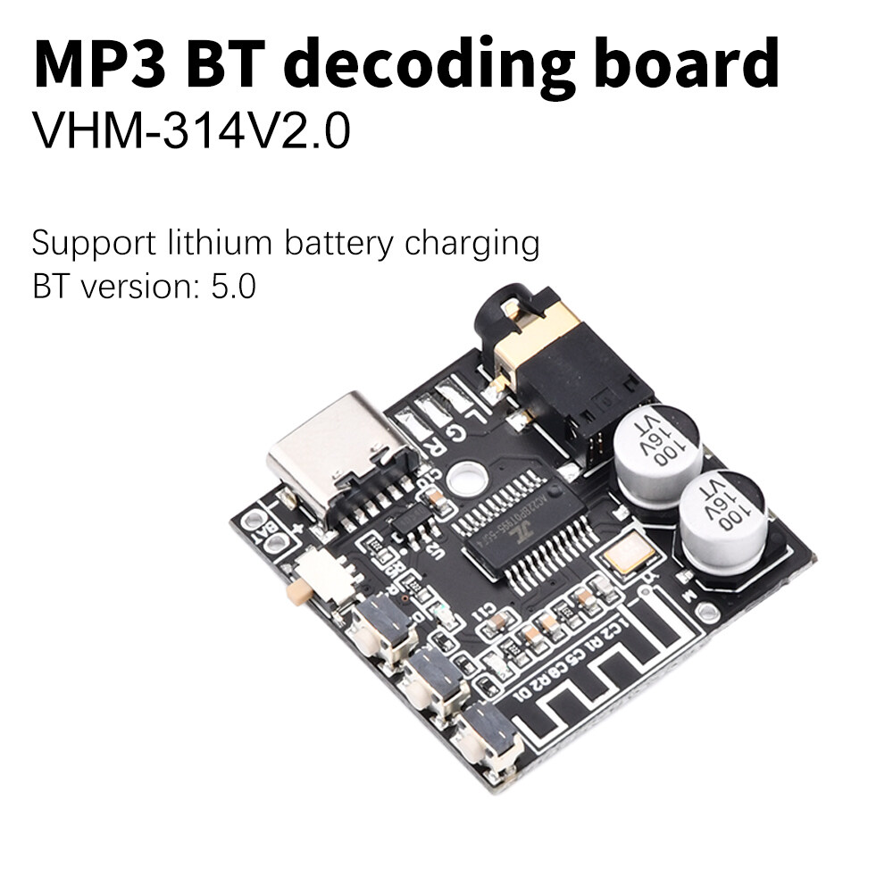 diymore Bo Mạch Giải Mã Bluetooth VHM-314-V2.0 Bo Mạch Khuếch Đại Công Suất Bộ Khuếch Đại Công Suất Loa Xe Hơi Lossless DC 5V/3.7V Trang Bị Lại Bluetooth Type-C Kèm Quản Lý Sạc