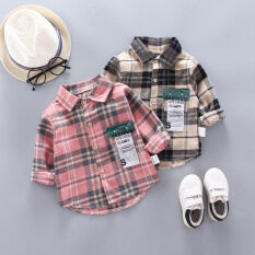 Áo sơ mi DIIMUU làm bằng chất liệu cotton họa tiết kẻ sọc in hình hoạt hình có thể mặc thường ngày dành cho bé trai và bé gái – INTL