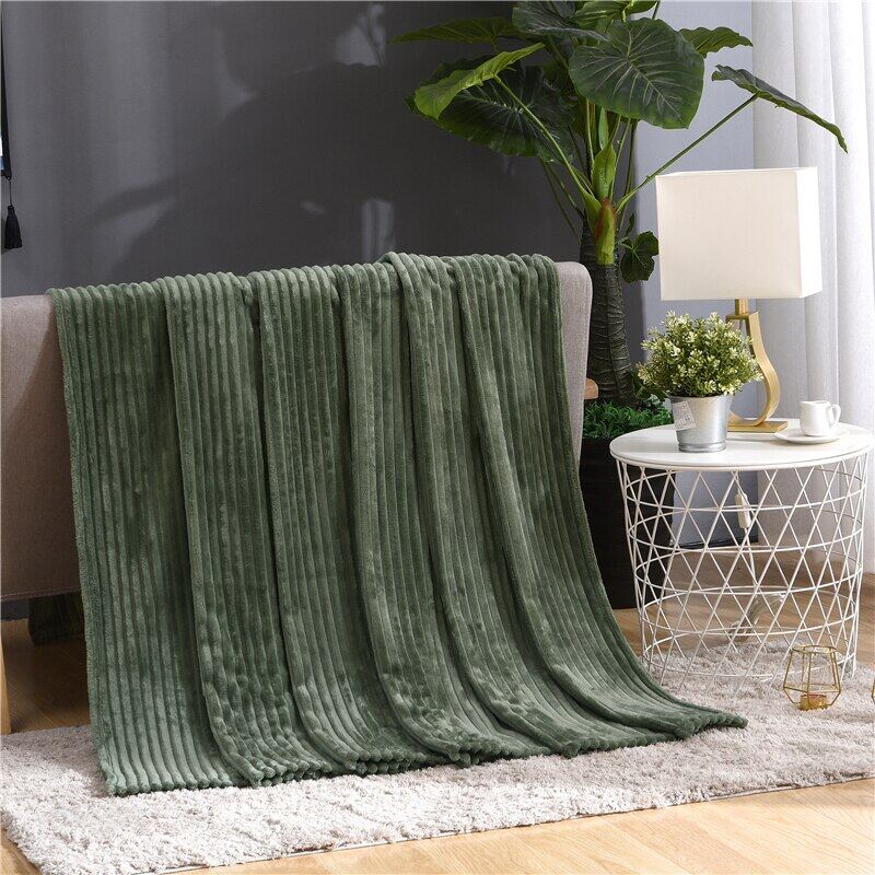 Super Soft Quilted Flannel Blankets For Beds Solid Striped Mink Throw Sofa Cover Bedspread Winter Warm Blankets120x200/200x230cm