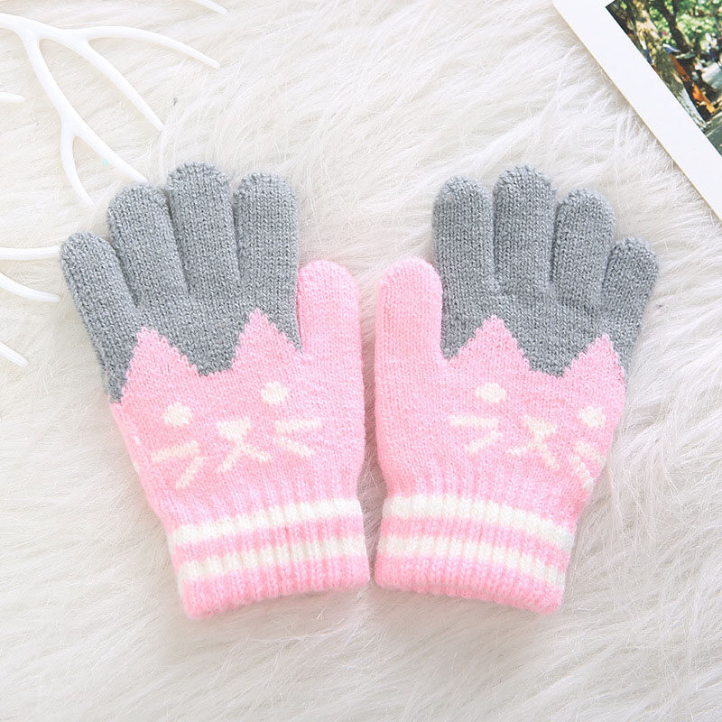 Winter Warm Kids Gloves knitting Baby Girls Boys Soft Gloves Candy Colors Children Patchwork Full Finger Gloves Mittens