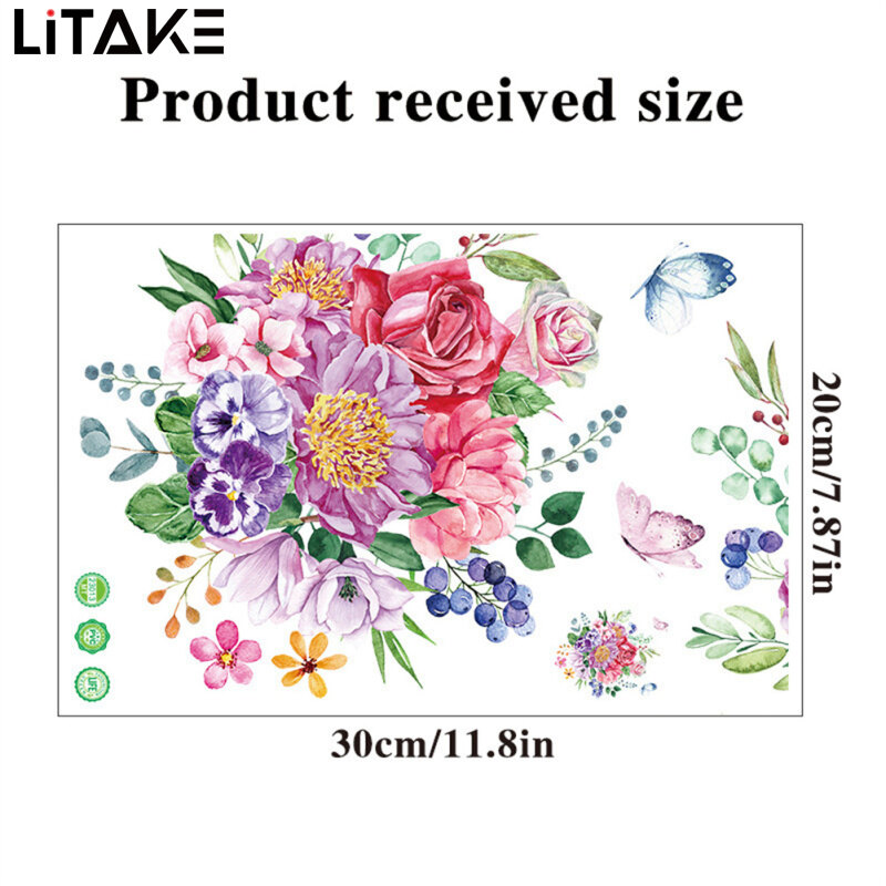 Floral Toilet Stickers PVC Flower Murals Lightweight Waterproof Self-adhesive Paintings For Bathroom Decoration