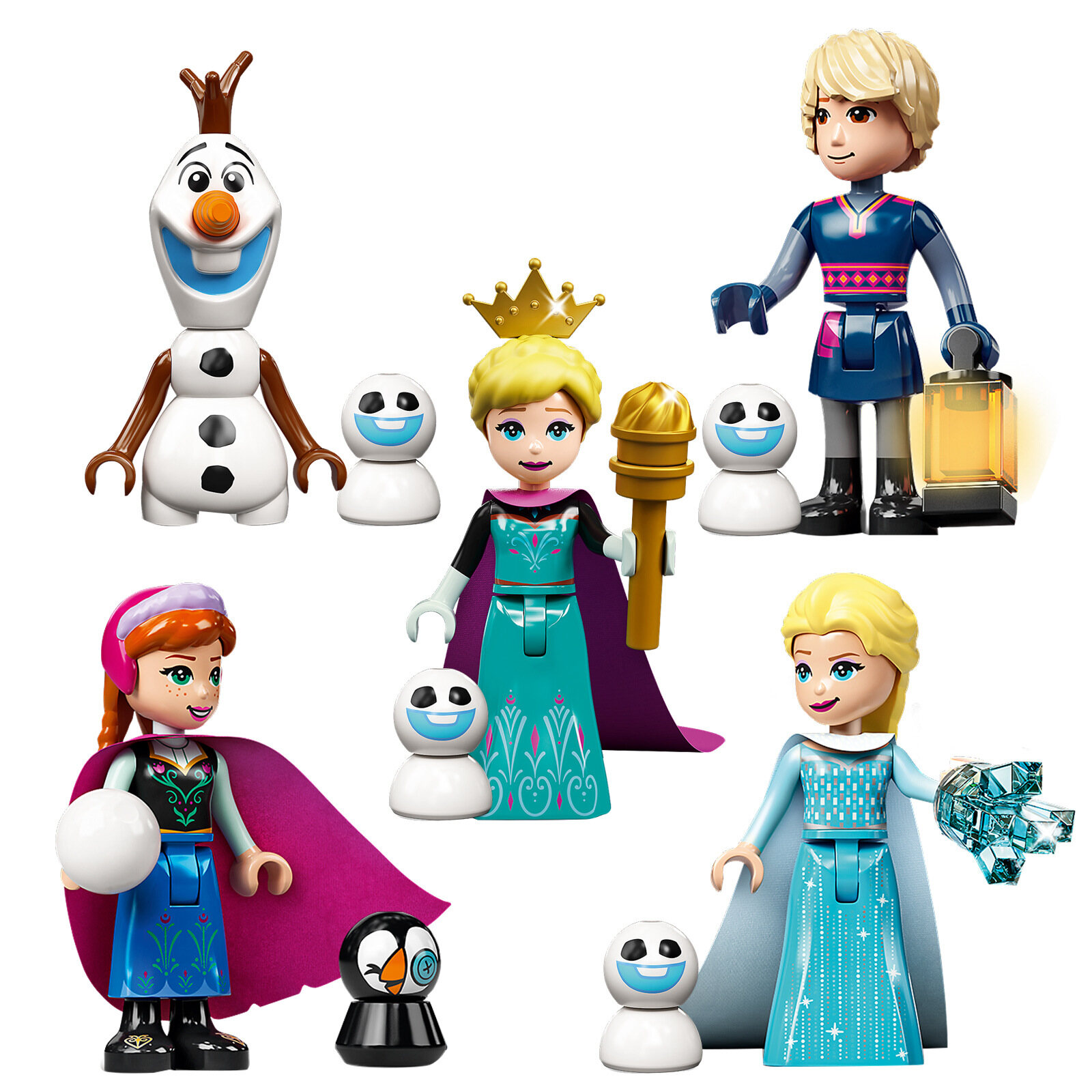 FastShipping 5pcs/set Frozens Series Mini Action Toy Figures Compatible Disneys Princess Olafs Elsas Annas Building Blocks Cartoon Assemble Bricks