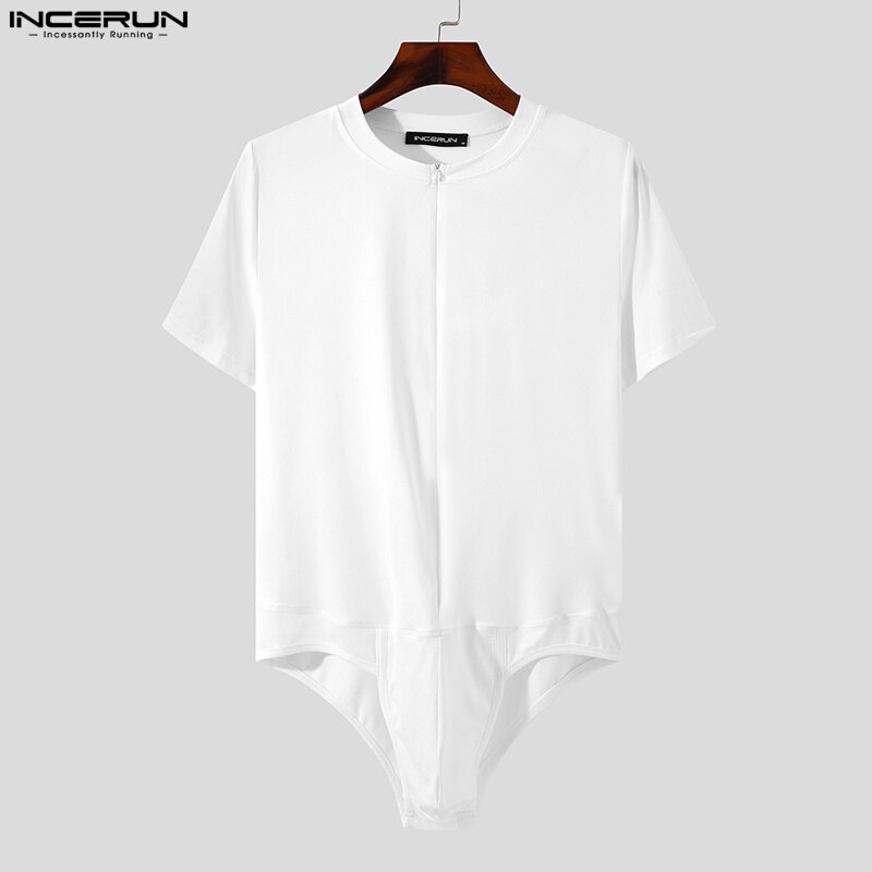 Beehoo INCERUN Men Zip Up Muscle Fit Bodysuit Leotard T-Shirt Underwear Briefs Underwear Pajams