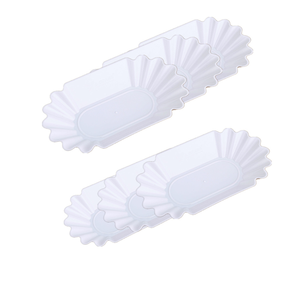 Baoblaze 6x Oval Plastic Plate Fruit Salad Snack Coffee Beans Tray White Serving Plate