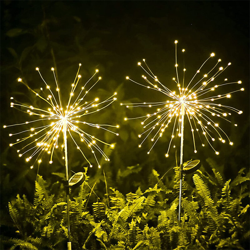 SXH Solar Powered Courtyard Fireworks Ground Mounted Lawn Lights Garden Villas Landscape Atmosphere LED Light Strings Holiday Colored Lights