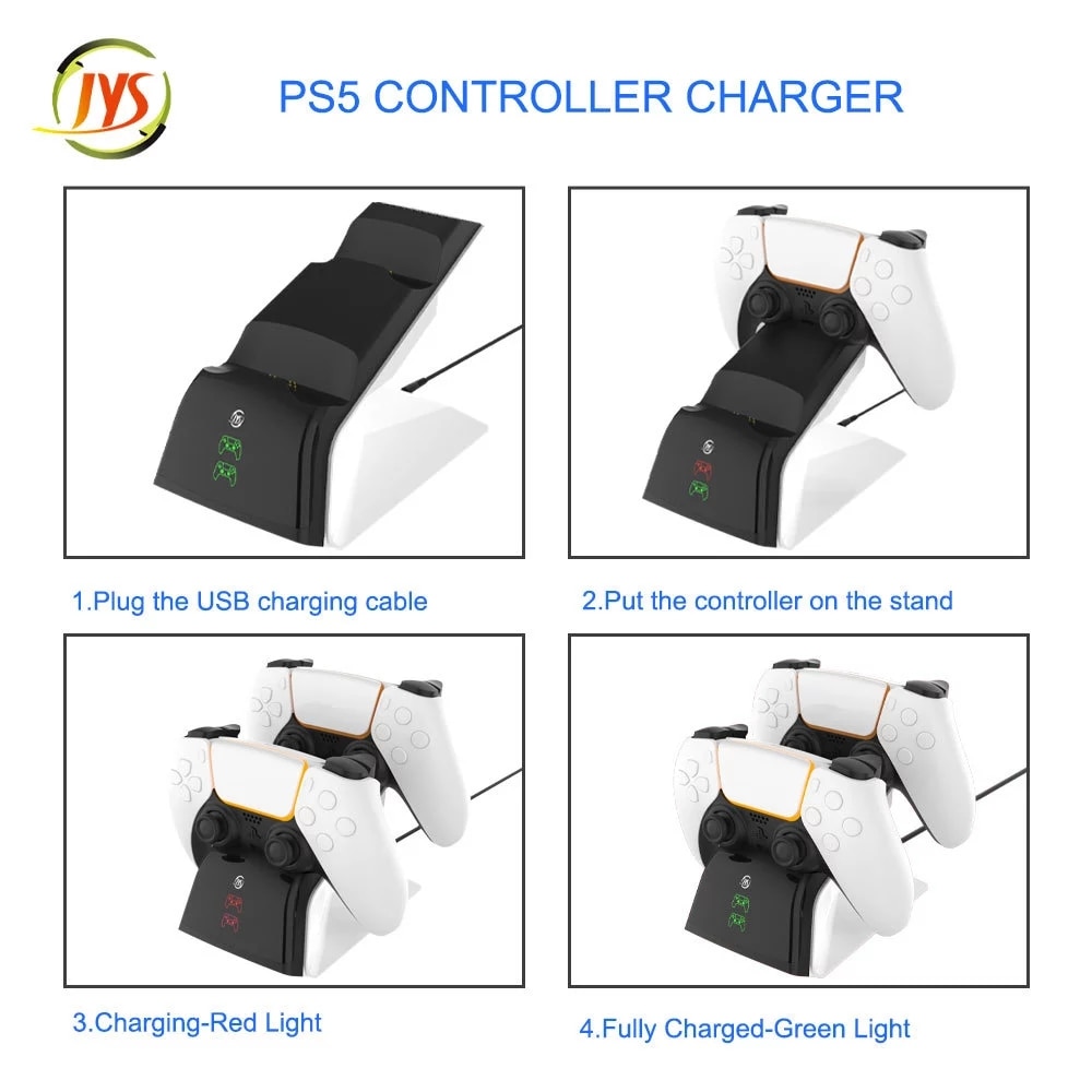 Đế Sạc Nhanh Cho JYS-P5102 Đế Sạc Kép Cho Tay Cầm Chơi Game PS5 Cho Đế Sạc Bộ Điều Khiển PS5 Với Bộ Chuyển Đổi AC