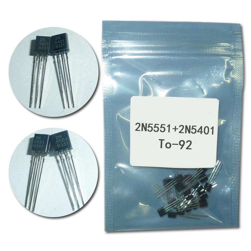 50 pcs transistor dip 2n5551 2n5401 5551 5401 to-92