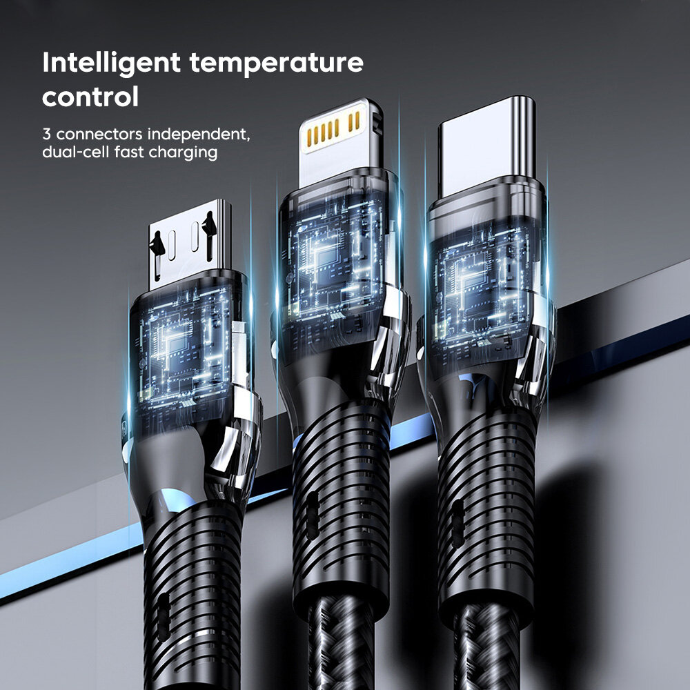 Greenyeah 120W 3 trong 1 cáp sạc nhanh micro USB Type C Cáp USB C dữ liệu dây Dây