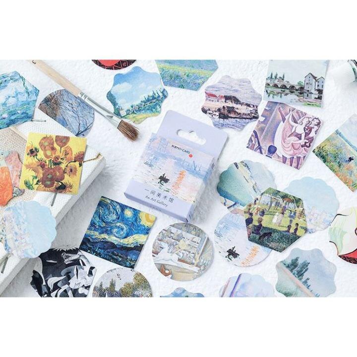 Bộ 46 sticker tranh nghệ thuật đẹp e54