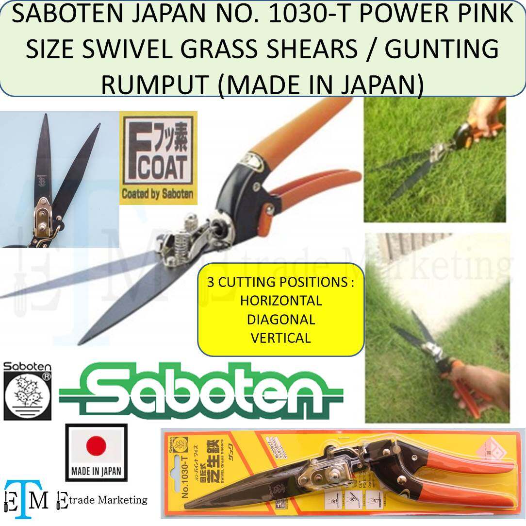 SABOTEN JAPAN NO. 1030T POWER PINK SIZE SWIVEL GRASS SHEARS / GUNTING