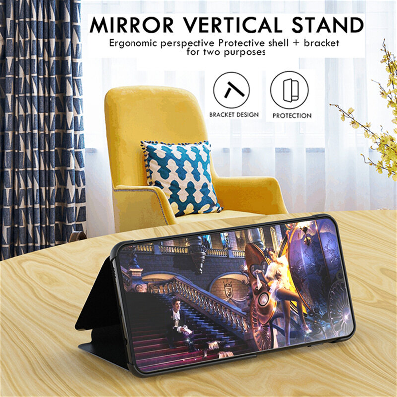 For Huawei Nova3 Nova4 Nova5 Nova5Pro Nova3i Nova5i Nova6 Nova6SE High-end Flip Mirror Bracket Mobile Phone Case for Huawei Nova7 Nova7SE Nova7Pro Leather Business Men Back Cover