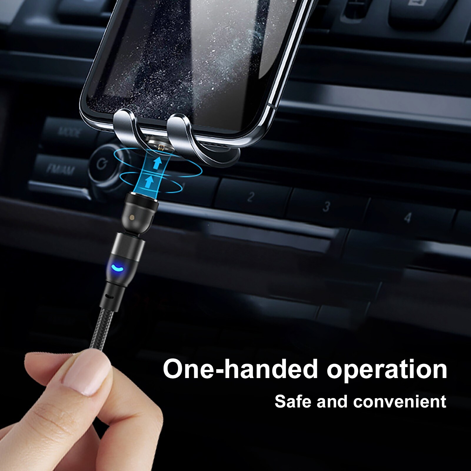 1m/2m 540 Degree Rotatable Magnetic QC3.0 Micro-USB Type-c Fast Charging CableQuick Charging Cable Is Suitable For Android Micro Usb Type-C Magnetic Charging Head Mobile Phone Charging Cable
