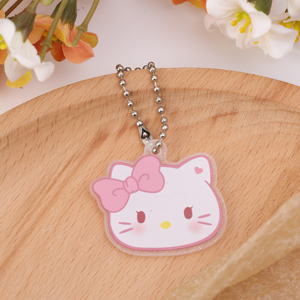 6Pcs Sparkling Sanrio Key Chain Acrylic Keychain Cute Cartoon Sweet Key Ring Bag Pendant Accessories Gift