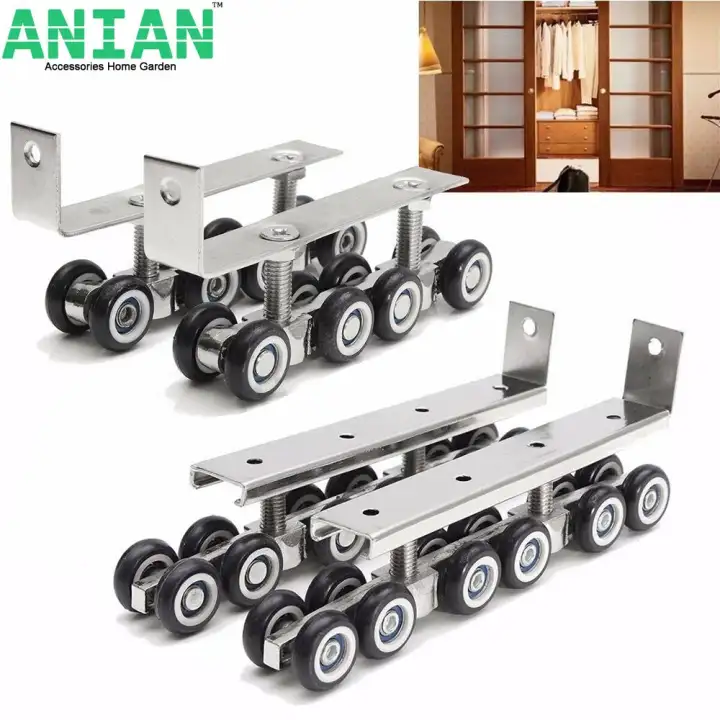 Anian 8 12 Sliding Wooden Cabinet Door Closet Hardware Kit Wheels Hangers Roller Sliding Wheels Closet Heavy Duty Lazada Indonesia