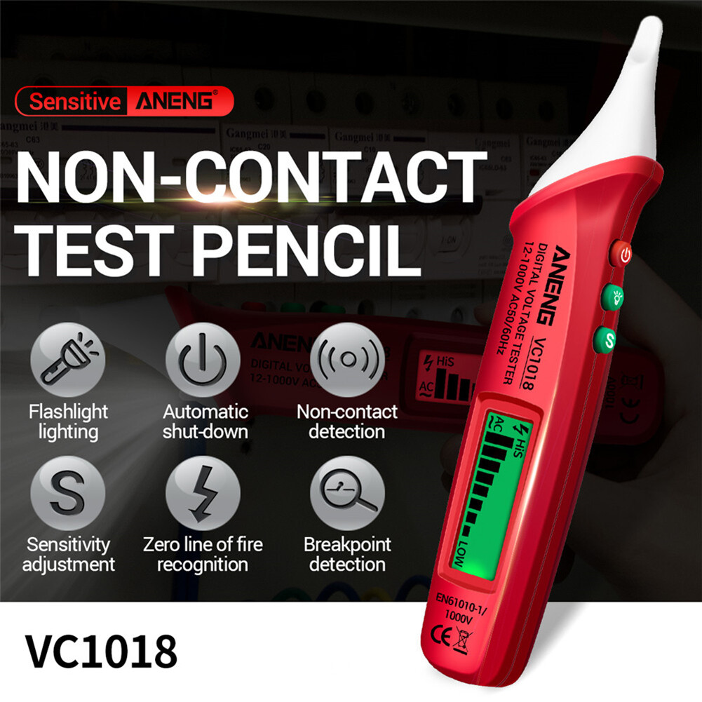 Non-contact Digital Intelligent AC Voltage Meter 12V-1000V Voltmeter Buzzer Detector Backlit Screen