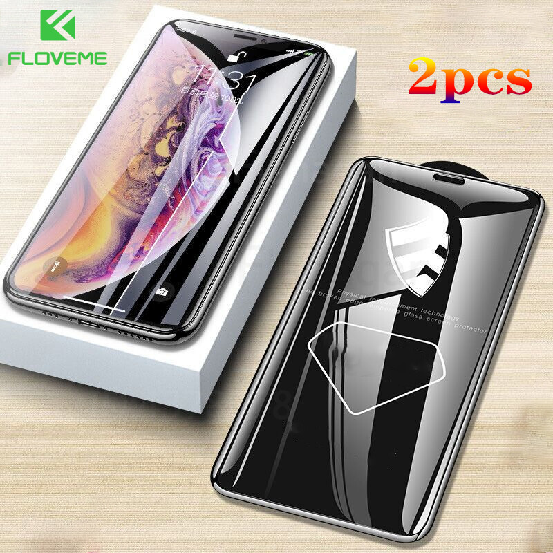 FLOVEME 2 Pieces Pack Protective Tempered Glass For iPhone15ProMax Screen Protector Glass  Film For Apple15 Pro Max 14 Plus 13 12 11