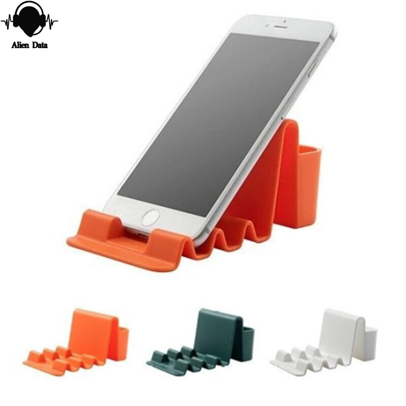【Alien Data】Universal Solid Color Wave Multi-function Desktop Phone Holder Tablet E-book Holders Phone Stand Desk Holder