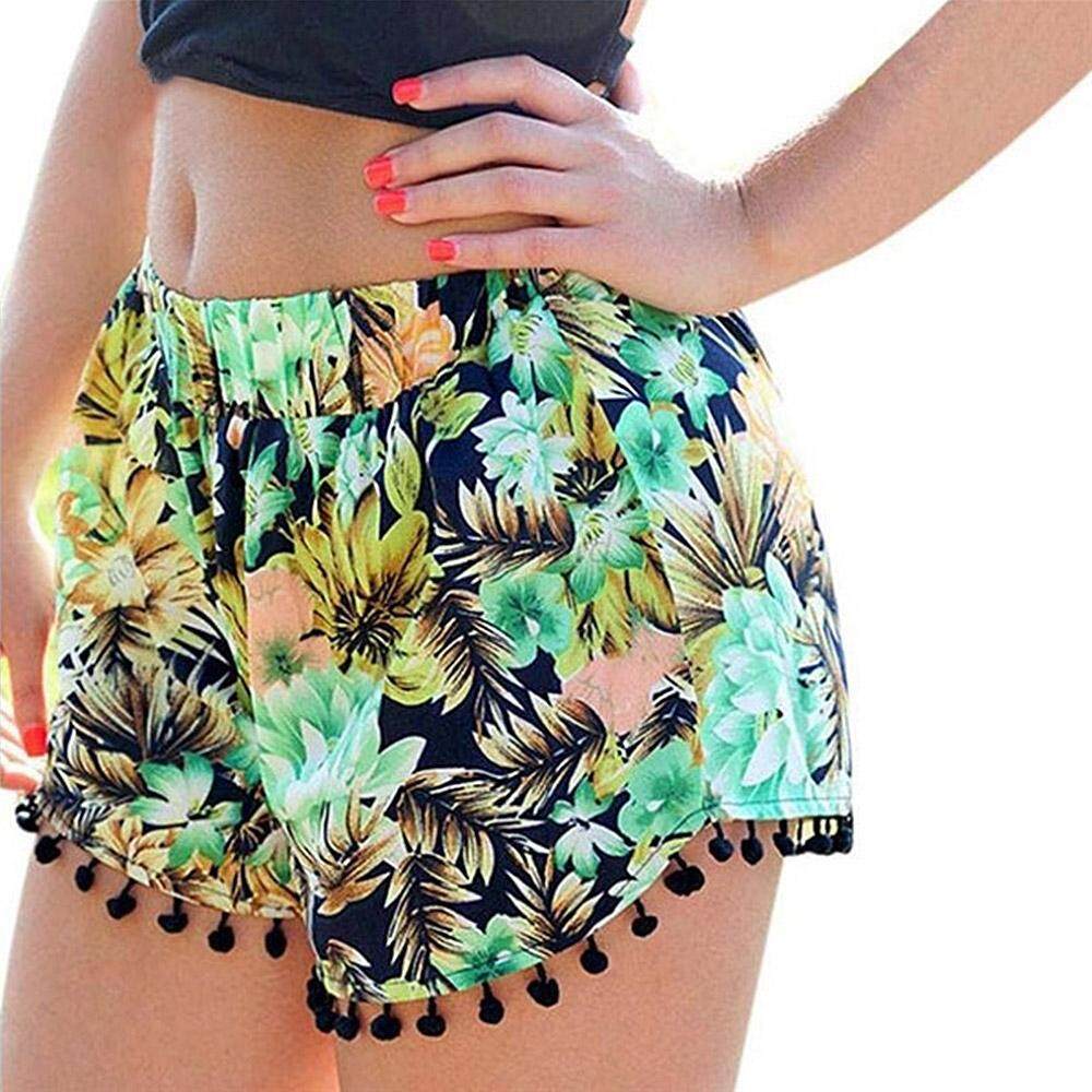 Fashion Print Summer Women High Waist Tassel Casual Floral Beach Hot Pant Shorts
