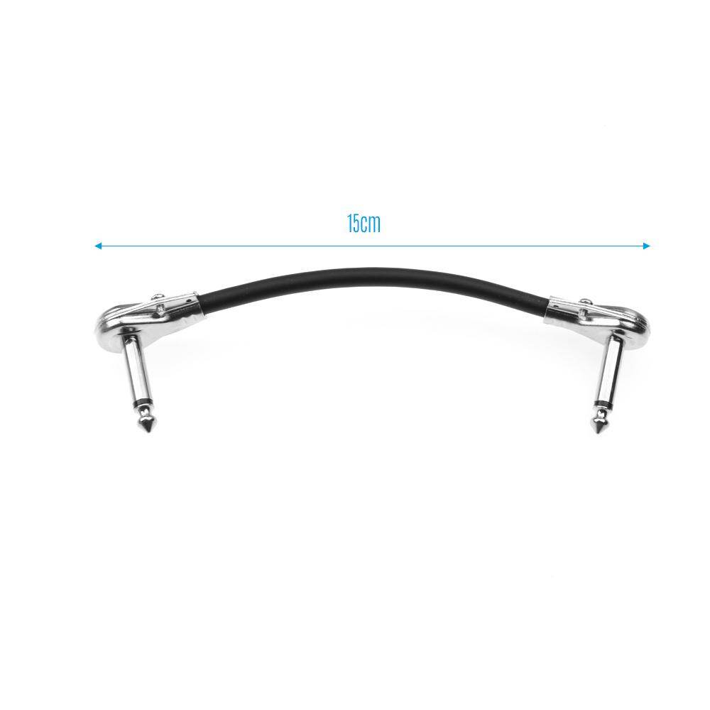[okoogee]Guitar Effect Pedal Cable Wire Flat Patch Cable Cord 6.35mm Right Angle Pancake Design 15cm