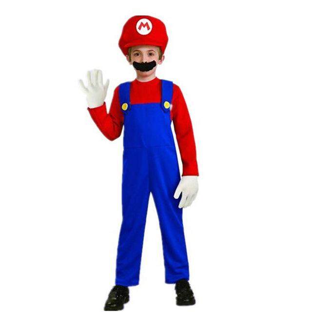 2019 New year Super Mario Cosplay Costumes Children family Funy Luigi Bros Plumber Purim Costume Fancy Dress Christmas party