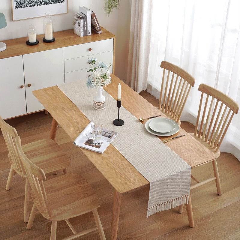 Nordic Braided Tassled Cotton Linen Table Runner Tea Table Mat Table Cloth Table Decor Holiday Parties Home Decoration