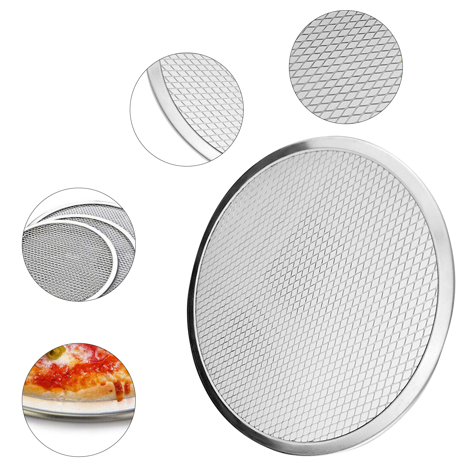 Khay Nướng Bánh Pizza Bằng Nhôm 6-17 Inch, Dụng Cụ Làm Bánh Nướng Bánh Ngọt Chống Dính Có Lưới