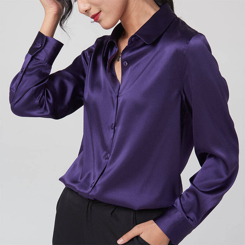Alisa.Sonya 9 Solid Colors Silk Long Sleeve Shirt Collar Blouse for Women  New Elastic Silk Satin Fashion OL Casual Tops | Lazada Singapore