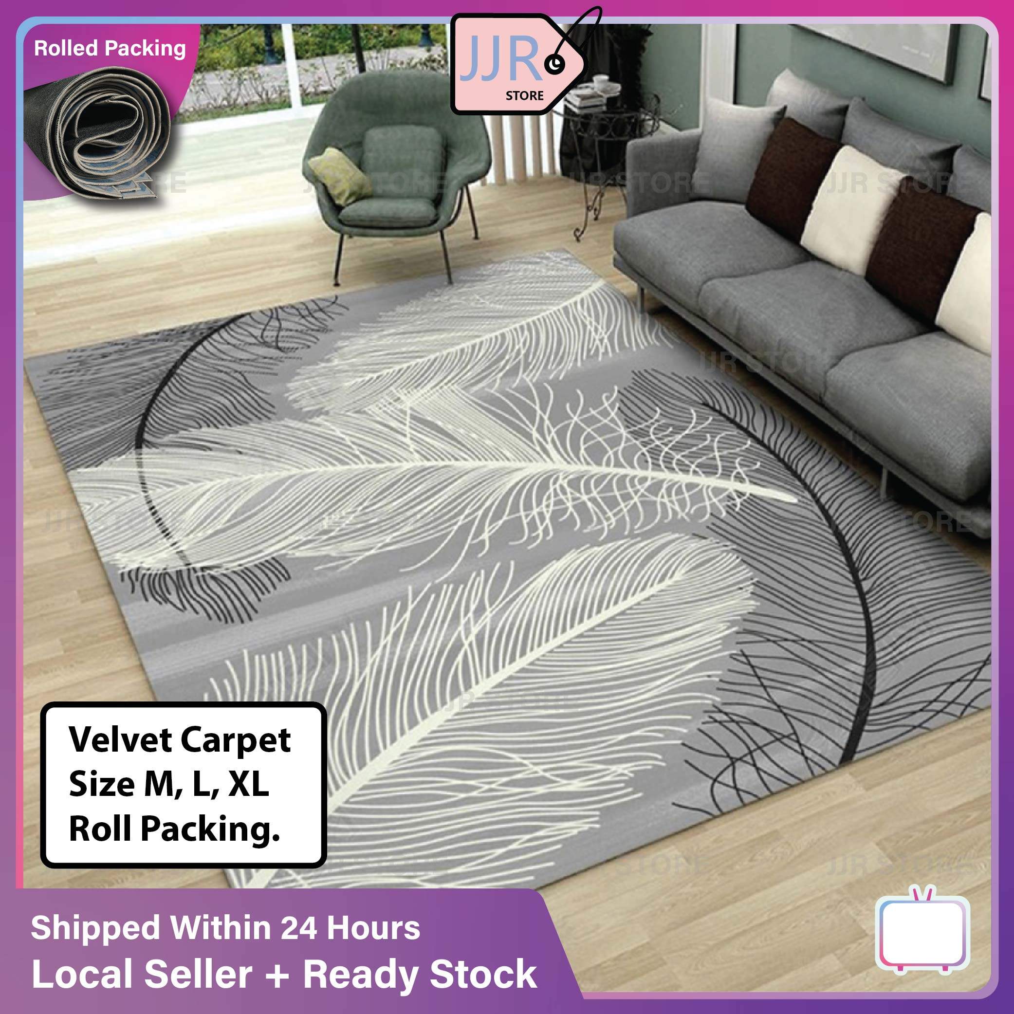 [JJR Store] Carpet Velvet Size M/L/XL Printing Modern Design Carpet