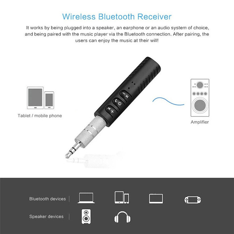 💥KHEI💥 Wireless Bluetooth 5.0 Receiver Adapter 3.5mm Jack For Car Music Audio Aux