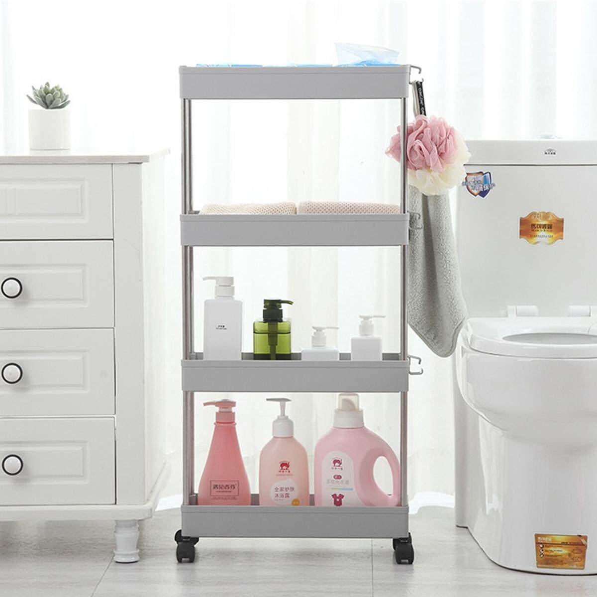 4 Tier Slim Slide Out Trolley Storage Holder Rack Organiser