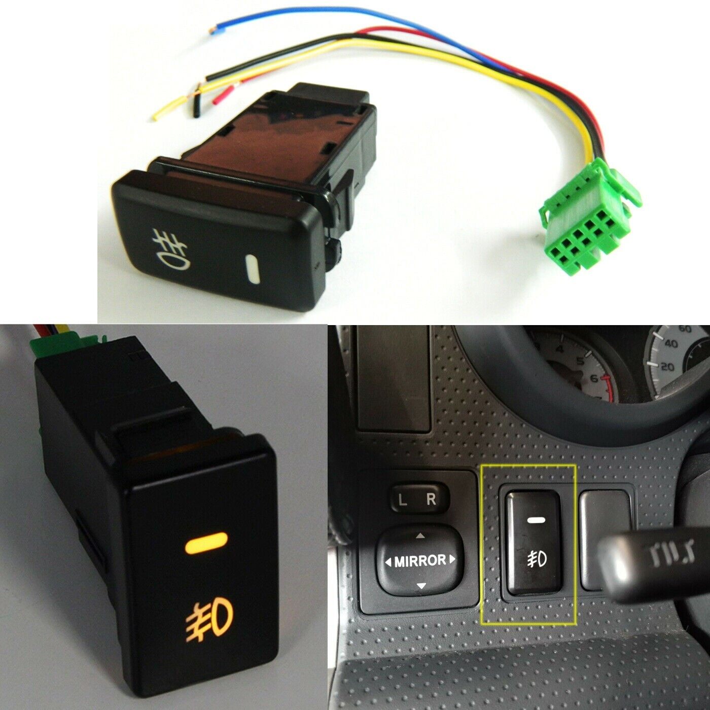 Auto 1.54 oem 2-push on&off switch button led lightbar set fog light for toyota